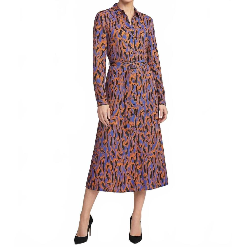 NEW DESOTO abstract print midi shirtdress in multi